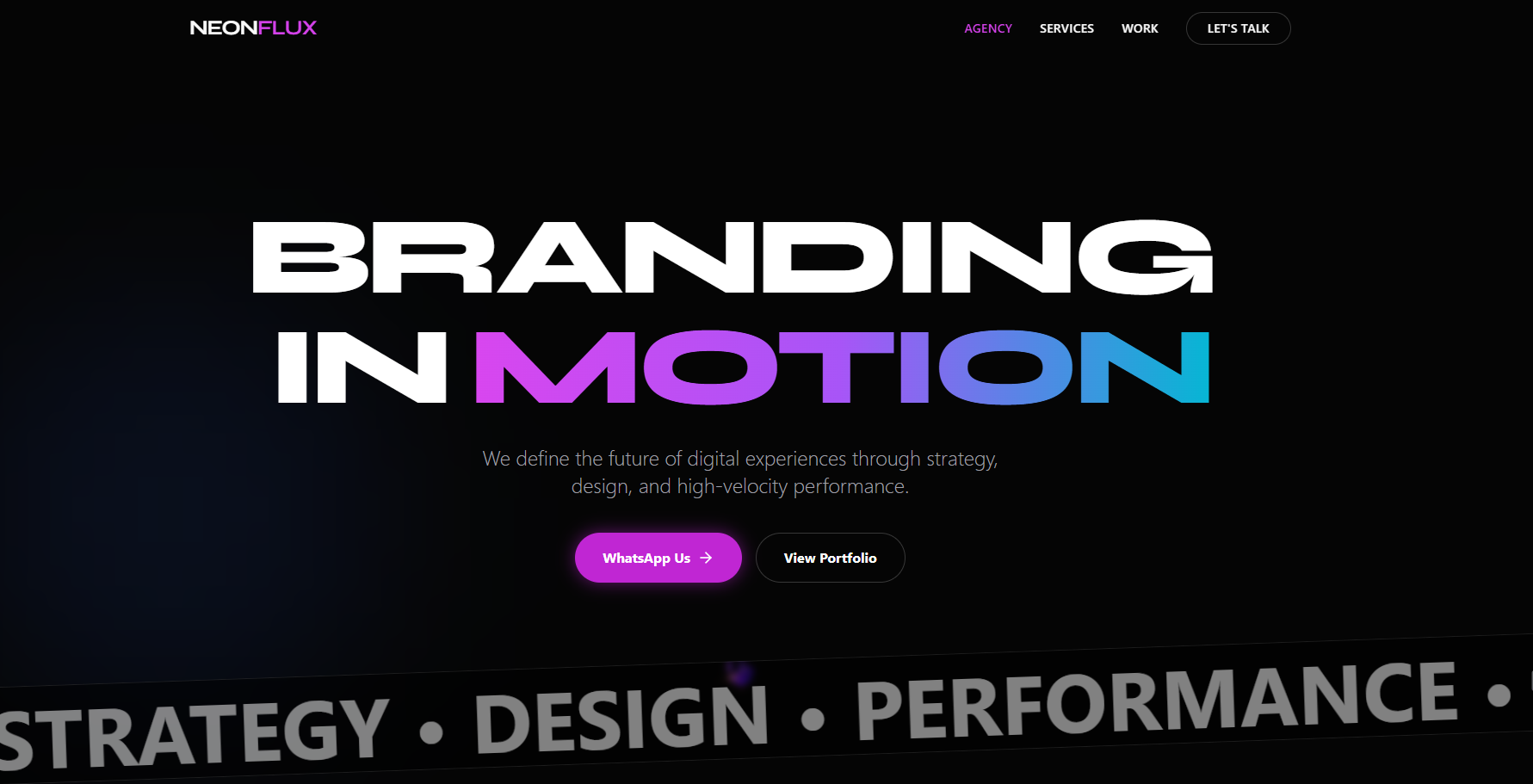 Template Neon Flux Creative Agency — Site Futurista para Agências Digitais