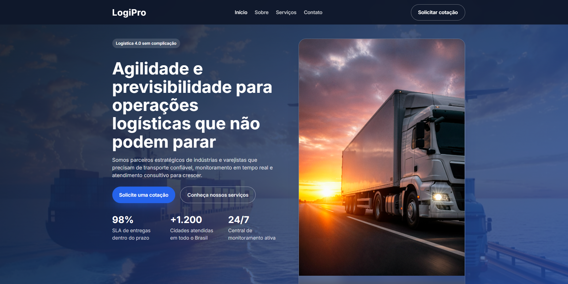 Template Logística Integrada — Site Profissional B2B