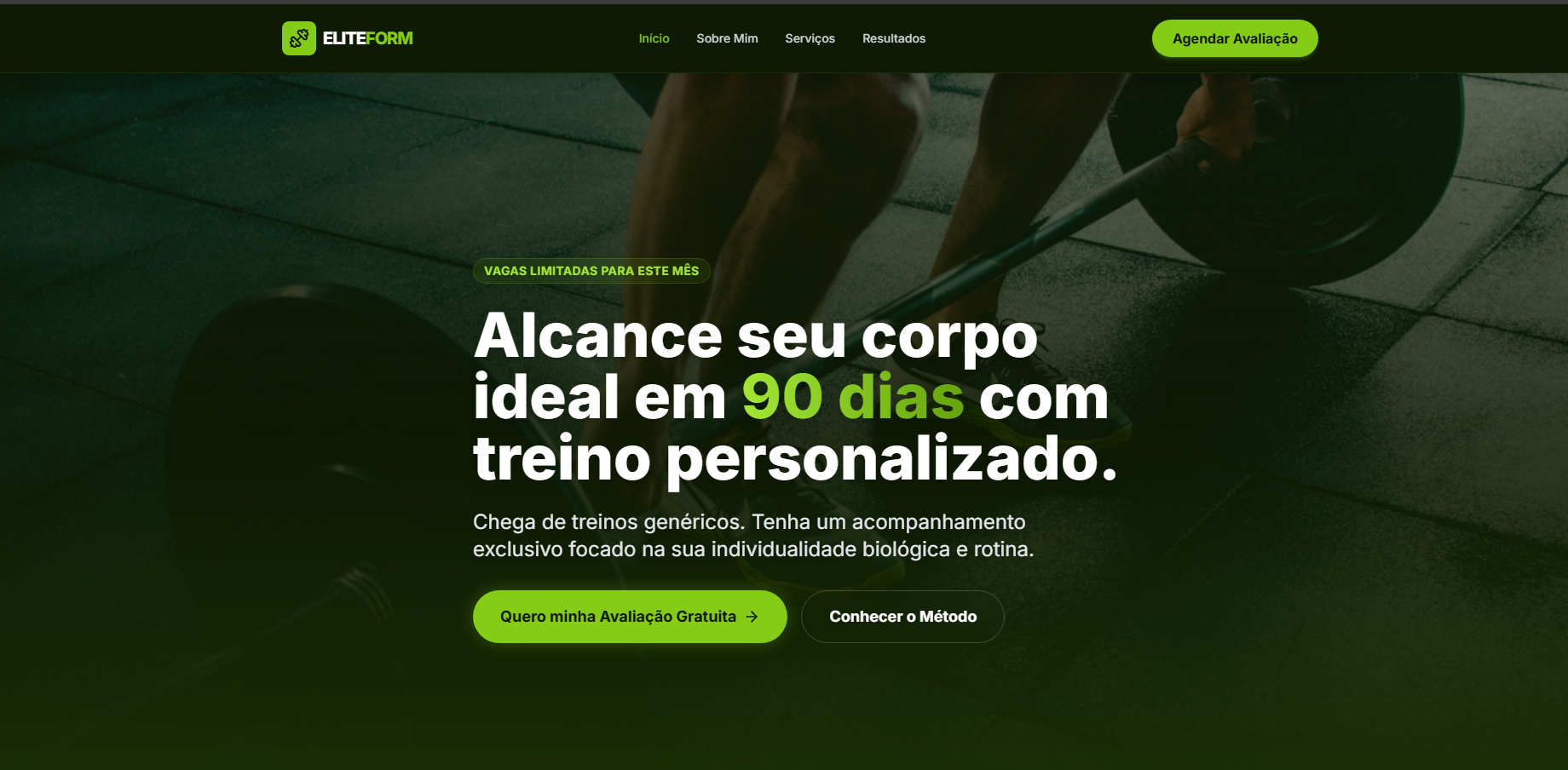 Template Personal Trainer Performance — Site Completo de Alta Conversão