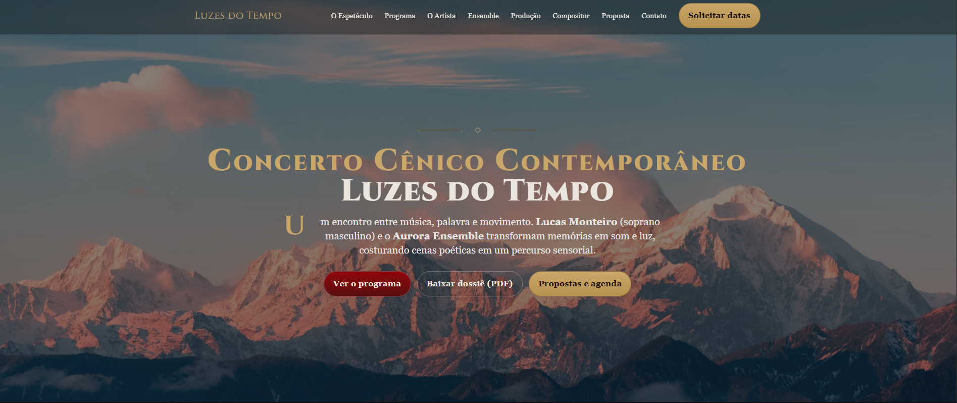 Luzes do Tempo — Template para Música e Eventos Culturais
